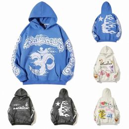 Hellstar Hoodies Sweats pour hommes High Street Fleece Y2K Hooded Graphic Harajuku Stranger Things Oversize Lose Warm Pull Sweats Loose Hip Ho D7MT #