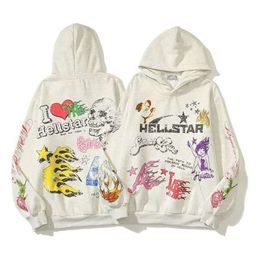 Hellstar Hoodies Herren Sweatshirts High Street Fleece Y2k Kapuzengrafik Haruku Stranger Things Oversize Lose Warm Pullover Sweatshirts c1