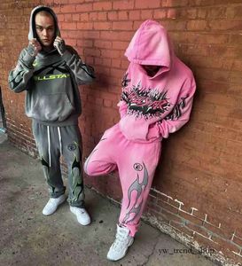 Hellstar Sweats à capuche pour hommes Y2k Sweat à capuche HELLSTAR Hip Hop Bet Graphique Imprimé Rose Surdimensionné À Capuche Hommes Femmes Harajuku Gothique Tops 993