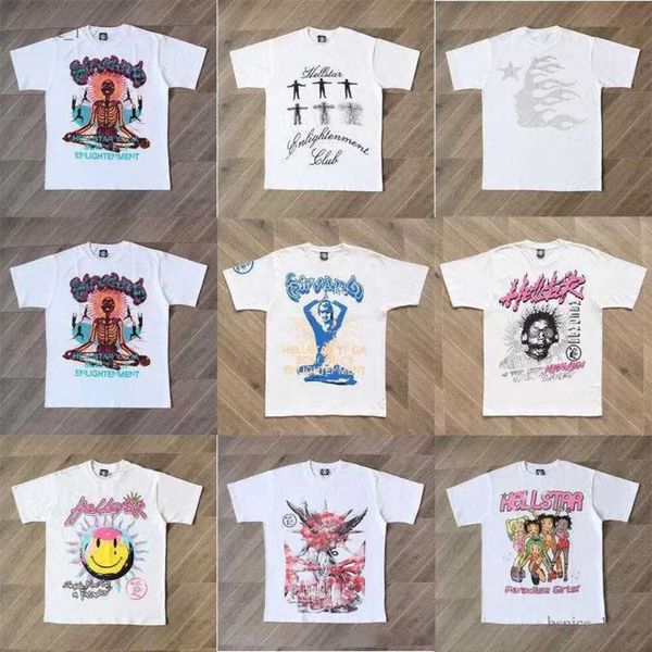 Hellstar Camisetas para hombres Camiseta para hombre de alta calidad Camisas de diseñador para hombres Ropa de verano Parejas de moda Camiseta de algodón Casual Mujeres Camisetas de manga corta Camiseta blanca 846