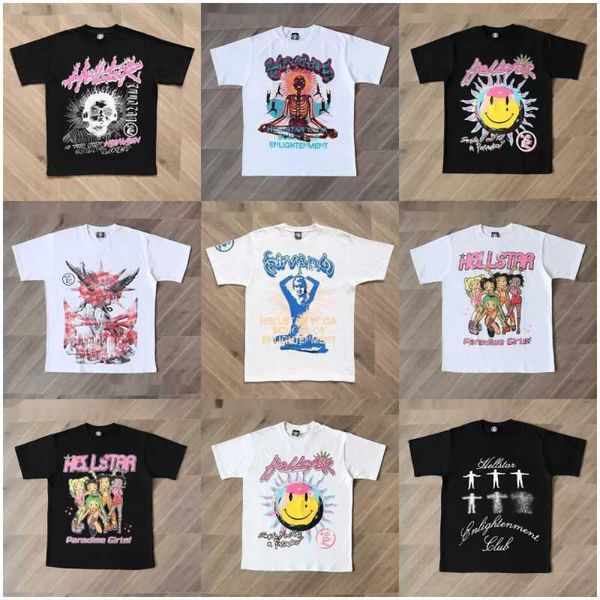 Hellstar Camisetas para hombres Camiseta para hombre de alta calidad Camisas de diseñador para hombres Ropa de verano Parejas de moda Camiseta de algodón Casual Mujer Camisetas de manga corta Camiseta blanca 11