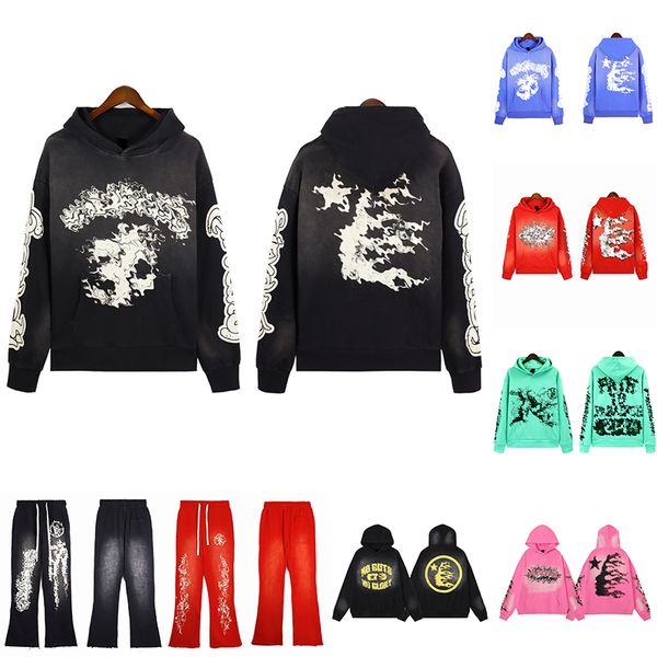 Mélange à sweat à capuche pour hommes et femmes Hip Hop High Street Fashion Marque Femmes American Retro Mud Print Sports Sports Casual Loudspeaker Pantalons Sweeties