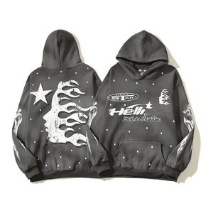 Hellstar Mens Designer Sweat à capuche Sweatshirts Street Ins Vintage Mud Imprimer Sweats à capuche brossé Femme Lâche Manches longues Mode Pull Vêtements Sports Pantalons décontractés h1