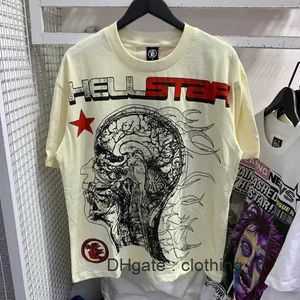 Hellstar Heren Desinger Merk Man t-shirt T-shirts T-shirt Shirts Korte mouw Zwart Grijs Katoen Tee Vrouw Luxe Dames Grafische Kleding Kleding Tops xl REIT LRCQ