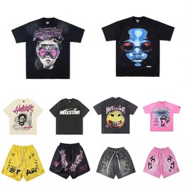 Hellstar Mens T-shirt Designer Summer T-shirts à manches courtes Shorts Graffiti Tee Imprimer Sweat à capuche en vrac High Street Fashion Femmes Survêtements Sweats à capuche