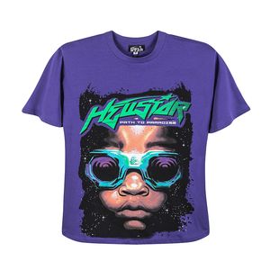 Hellstar Mens THISH Men Men Plus Rapper Rapper Wash Beave Craft Unisex Manga corta Diseñadora Camiseta Tops High Street Retro Women Tamaño de camiseta S-XL Purple