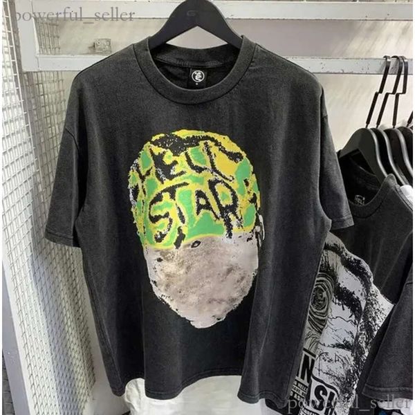 Hellstar Shirt Designer Camiseta para hombre Rapero Lavado Gris Heavy Craft Unisex Top de manga corta High Street Fashion Retro Hell Womans Camiseta American High Street Hip 480