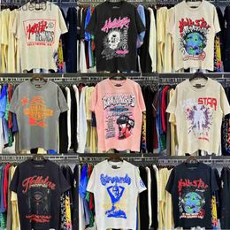 Hellstar Shirt Designer Shirts Mangas de mangas cortas Hell Star Fashion Fashion Hellstar Abstract Body adopta Fun Vintage Vintage Algodón de algodón de alta calidad T For Men TJ55