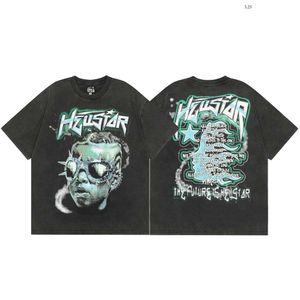 Hellstar Shirt Designer Short Shirts Men Men Tees T Rapper Wash Grey Beave Craft Unisex Sleeve Tshirts Tops Camiseta Retro de High Street Women US S-XL Hell Star 859