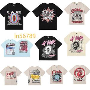 Hellstar Shirt Designer T-shirts Graphic Tee Vêtements Vêtements Hipster Washed Fabric Street Graffiti Lettrage Imprimé vintage Coloeful Loose Adapter 24SS