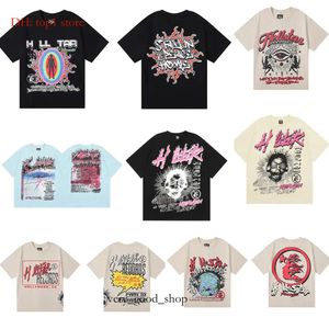 Hellstar Shirt Designer T-shirts Graphic Tee Vêtements Vêtements Hipster Washed Fabric Street Graffiti Lettrage Imprimé vintage Coloeful Loose Adapté 7033