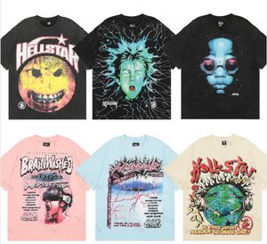 Hellstar Shirt Designer T-shirts Tee Tee Tee Vêtements Hipster Washed Fabric Street Graffiti Lettrage Impression vintage Coloeful Loose