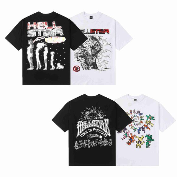 Hellstar Shirt Designer T Shirts Camiseta gráfica Ropa Ropa Hipster Vintage Tela lavada Calle Graffiti Letras Estampado de lámina Patrón geométrico 2023 Y6LG Y6LG
