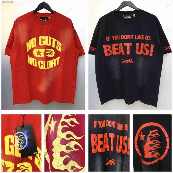 Hellstar Shirt Designer T-shirts hommes Vêtements de tee graphique Hipster vintage lavé tissu street graffiti craquef