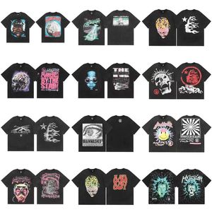 Hellstar Shirt Designer T-shirts shorts Tee Graphic Tee Vêtements Hipster Lavage Fabric Street Graffiti Lettrage Imprimé vintage Black Loose