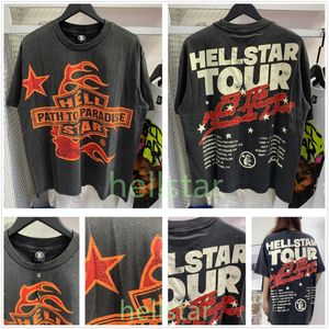 Hellstar chemise designer t-shirts t-shirt graphique tee vêtements vêtements hipster vintage tissu lavé Street graffiti Style fissuration motif géométrique poids élevé