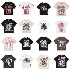 Hellstar Shirt Desiner T-shirts Raphic Tee Clothin Vêtements assortis Hipster Tissu lavé Street Raffiti Letterin Foil Print Vintae Coloeful Loose