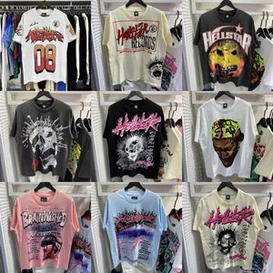 Hellstar Shirt Graphic Tee T-shirts pour hommes à manches courtes Hommes Femmes Haute Qualité Streetwear Hip Hop Mode T-shirt Hell Star Tissu lavé Imprimé Vintage Noir