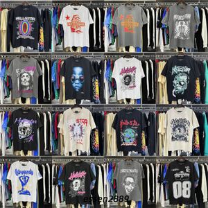 Hellstar Shirt Hellstar Designer Tshirt Tee Hommes Femmes T-shirts Graphique Tee Vêtements Vêtements Hipster Lavé Tissu Street Graffiti Lettrage Feuille Hommes Grande Taille