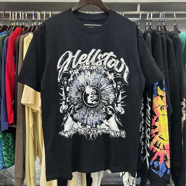 Camisa Hellstar Camiseta Hellstar Camiseta de diseño para hombres y mujeres, estrella del infierno vintage, tela lavada de moda Graffiti grabada de papel grabado más 403