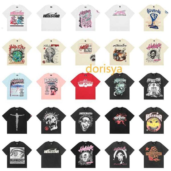 Hellstar Shirt Mens Designer T-shirt Graphic Tee Y2K Hipster Wasted Fabric Street Graffiti Lettrage Impression vintage Coloeful Loose Assy Hip Hop Clothing 24SS