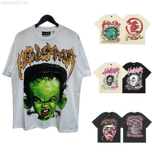 Hellstar camisa para hombre diseñador mujeres camisetas calle manga corta hipster t tela lavada graffiti letras estampado de lámina vintage negro camisetas sueltas EE. UU. S-XL U7MM