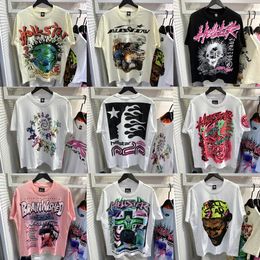 Hellstar Shirt Rappe Mens Femmes Tshirt Rapper Washed Heavy Craft Unisexe Côté High Street Retro Hell Womens Tees Mens Designer Shirts