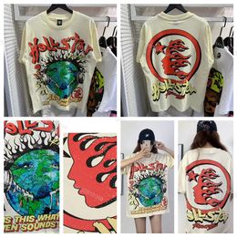Hellstar Shirt T Tee Hommes Femmes Designer Tshirt Graphique Vêtements Vêtements Hipster Washed Fabric Street Graffiti Lettrage USA taille