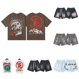 Hellstar Shorts Hell Star Korte Broek Trainingspak Joggingbroek Hellstar Tshirt Heren Designer Shorts Kleding Dames Gewassen Stof Straat Graffiti Vintage Los 37