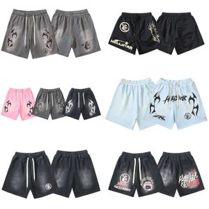 Hellstar shorts broek Tracksuit trainpak zweetwedstrijd heren designer shorts kleding dames gewassen stof street graffiti vintage los fitting heren short set t-shirt