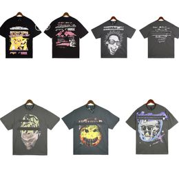 Hellstar Studios Earth Print Hommes Femmes Designer Chemises Hip-Hop Manches Courtes T-shirts Unisexe Coton S Hommes Vintage T-shirts Été Lâche Ras Du Cou Tee Rock