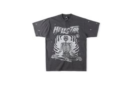 Hellstar Studios Mediteren Skelet Print Hellstar Tee Trendy Hip-Hop Korte Mouwen Man Vrouwen T-shirts Unisex Katoenen Tops Mannen Vintage T-shirts Zomer Losse Tee