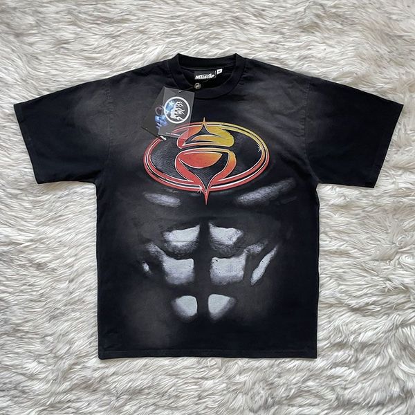 Hellstar Studios Superhero Tees T-shirts à manches courtes en coton vintage pour hommes et femmes T-shirt High Street Rapper Wash noir Heavy Craft Unisexe à manches courtes SMLXL