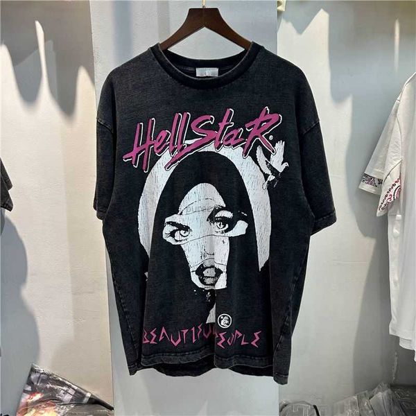 Hellstar Summer Tour Graphic Tee - Camiseta Rock Hip-Hop de manga corta con lavado vintage