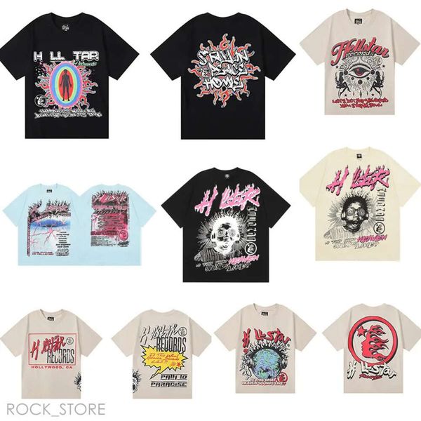 Camiseta Hellstar, camiseta gráfica de diseñador, ropa, ropa, grafiti callejero, letras, estampado metalizado, camisa Vintage holgada Hellstar 61