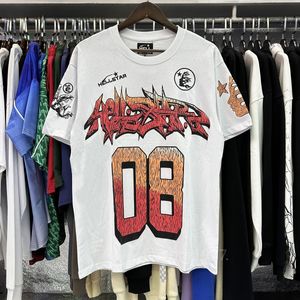 Hellstar t-shirt designer motif t-shirt tendance tissu lavé rue hommes et femmes graffiti lettre feuille impression rétro magnifique t-shirt ample