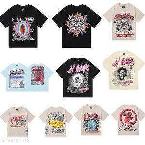 Hellstar t-shirt chemises de créateurs t-shirt graphique vêtements vêtements hipster tissu lavé rue graffiti lettrage feuille d'impression vintage coloré coupe ample
