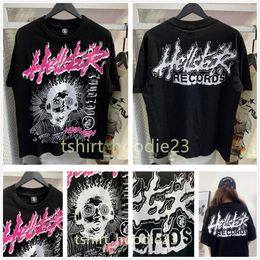 HELLSTAR T-shirt Designer Shirts Hell Star Vêtements Star Vêtements Hipster Fabric Street Graffiti Lettrage Imprimé vintage Black Loose Flans LPM