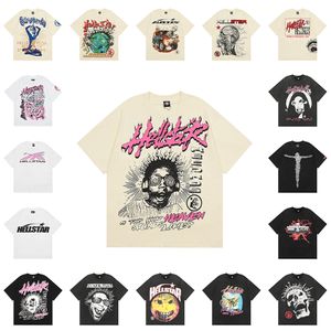 Hellstar t-shirt designer t graphique tee vêtements vêtements hipster tissu lavé Street graffiti lettrage feuille d'impression Vintage noir coupe ample taille américaine S-XL