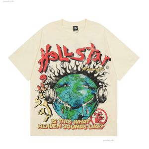 Hellstar T-shirt Designer T-shirts T-shirt graphique Vêtements Vêtements Hipster Tissu lavé Street Graffiti Lettrage Feuille d'impression Vintage Noir Coupe ample 3286