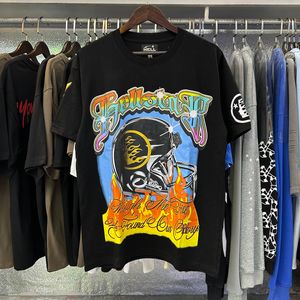Hellstar t-shirt designer t-shirts graphique tee vêtements vêtements hipster tissu lavé Street graffiti lettrage feuille d'impression Vintage noir coupe ample grande taille fd6