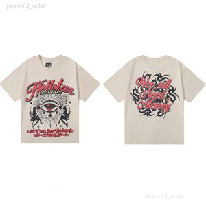 Hellstar T-shirt Designer T-shirts T-shirt graphique Vêtements Vêtements Hipster Tissu lavé Street Graffiti Lettrage Feuille d'impression Vintage Coloeful Loose Fitting 630
