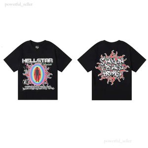 Hellstar T-shirt Designer T-shirts T-shirt graphique Vêtements Vêtements Hipster Tissu lavé Street Graffiti Lettrage Feuille d'impression Vintage Coloeful Loose Fitting 872
