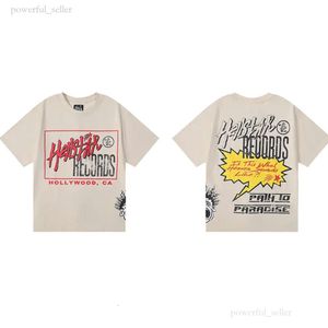 Hellstar T-shirt Designer T-shirts T-shirt graphique Vêtements Vêtements Hipster Tissu lavé Street Graffiti Lettrage Feuille d'impression Vintage Coloeful Loose Fitting 730