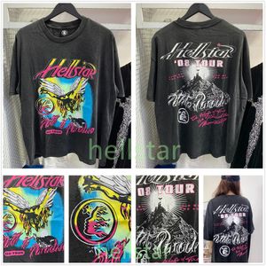 Hellstar t-shirt designer t-shirts graphique tee vêtements vêtements hipster tissu lavé Street graffiti lettrage feuille d'impression Vintage noir coupe ample grande taille Z23