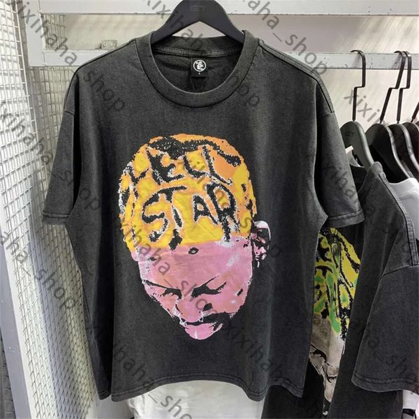 Hellstar T Shirt Designer T Shishs Graphic Tee Clothing Clothing Hipster Fabrice Waved Street Graffiti Letra de foil estampado Vintage Negro Lo suelto Plus Tamaño 223