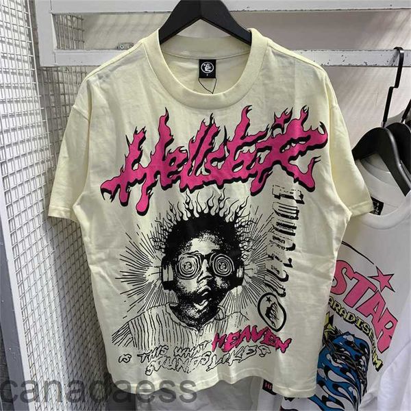 Hellstar T Shirt Designer T Shishs Graphic Tee Clothing Clothing Hipster Fabricación Waved Street Graffiti Letra de aluminio Estampado Vintage Negro Folle Loos Plus Tamaño