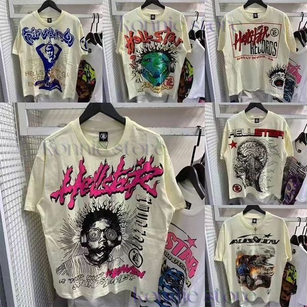 HELLSTAR T-shirt Designer T-shirts Street Graffiti Papant de survêtement Fashion Man Tee femme Vêtements Cartoon Graphic Punk Rock Graffiti Lettrage Impression vintage