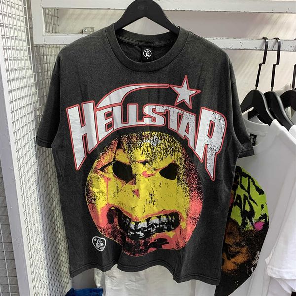 HELLSTAR T-shirt Rappe Men Femmes Tshirt Rapper lavé lavage Craft Unisexe à manches courtes Haute Rétro Hell Hell's Women's T-shirt Designers Tees Men Designer Shirts