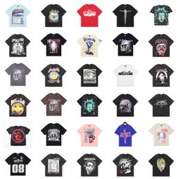 HELLSTAR T-shirt Rappe Mens Femmes Tshirt Rapper lavé Craft lourds Unisexe à manches courtes High Street Retro Hell Hell's T-shirt Designer